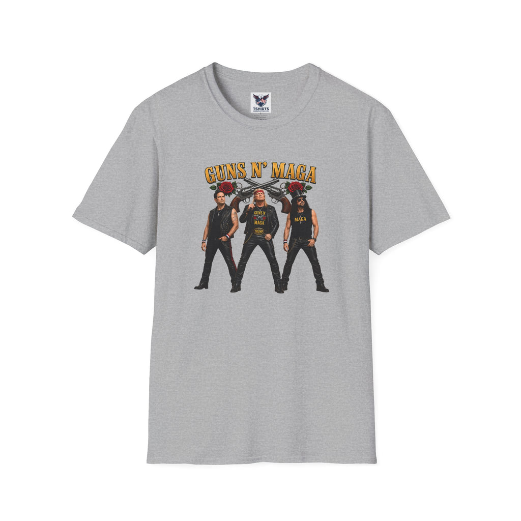 Guns N' Maga Rock Band T-Shirt — Trump, Vance, Rubio Political Parody Graphic Tee