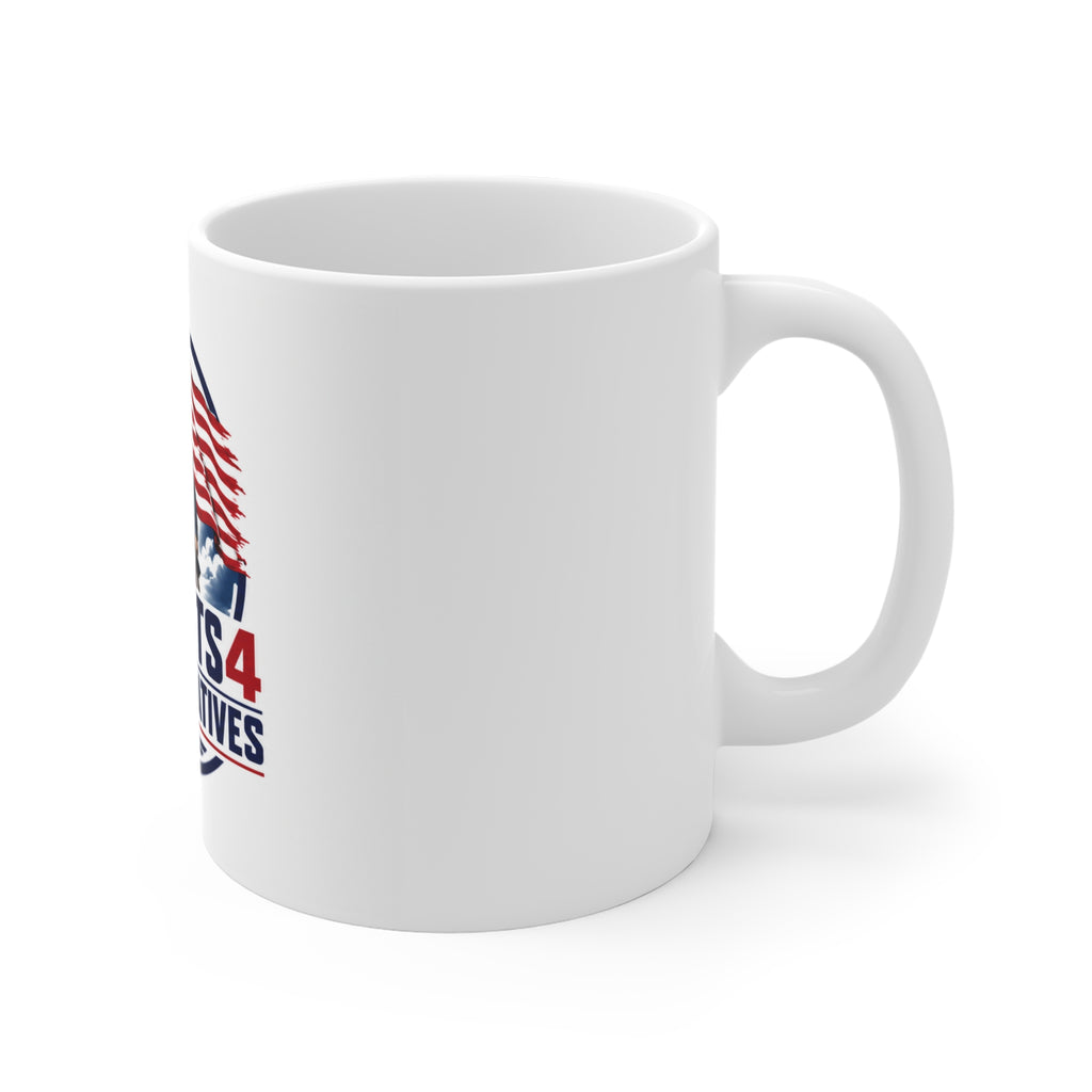 Conservative American Flag Coffee Mug – "The" Tshirts4Conservatives Patriotic Ceramic Teacup, Republican & Right-Wing Drinkware