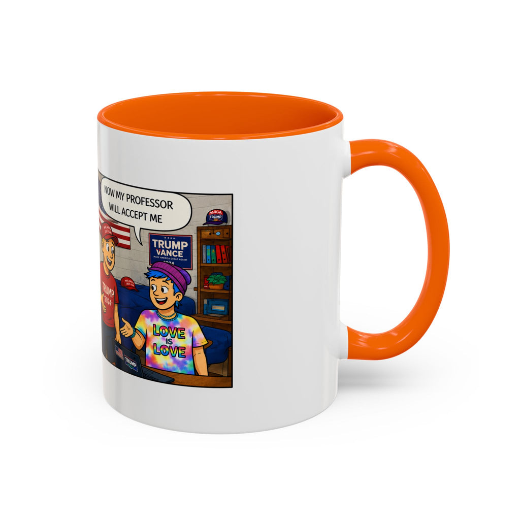 "College Life" Trump 2024 Political Comic Accent Coffee Mug – Funny Conservative Campus Humor Gag Gift
