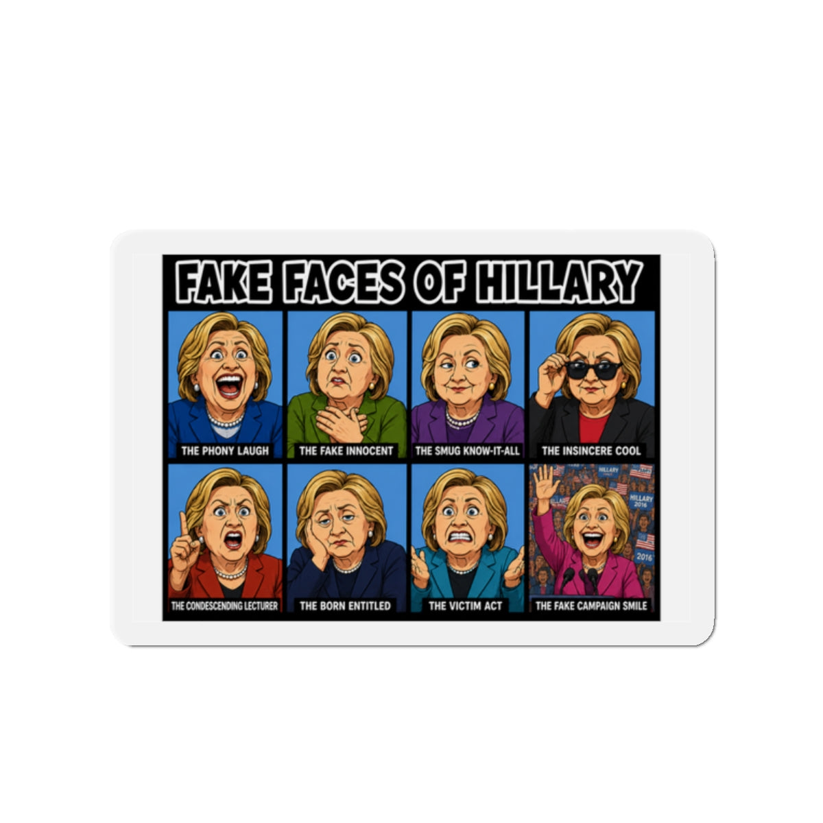 Cartoon Political Faces Die-Cut Magnet | Funny Illustrated Character Grid