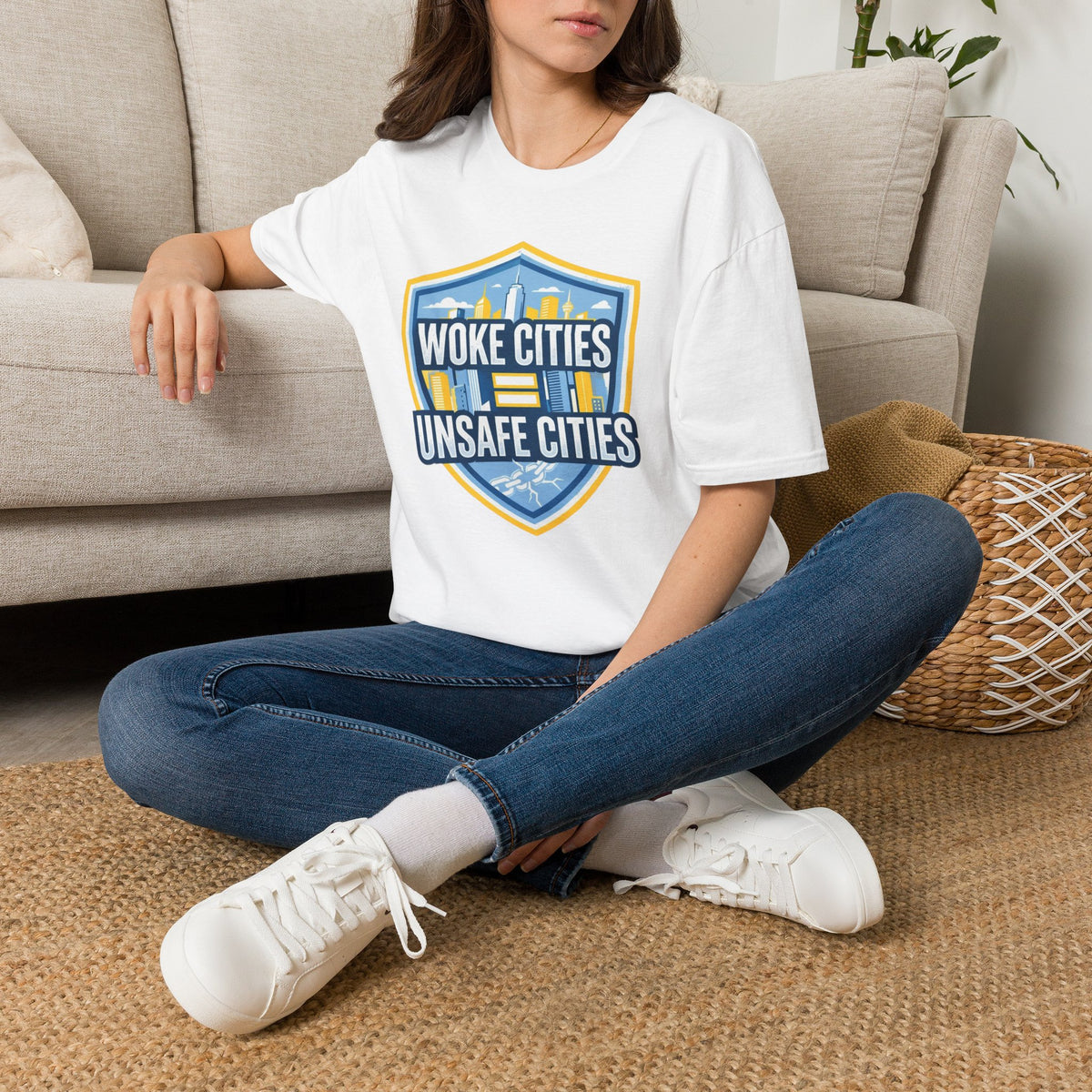 "Trump Patriot Shirt | America First T-Shirt | Conservative Republican Apparel | God Family Country Tee" Woke Cities Unsafe Cities T-Shirt |