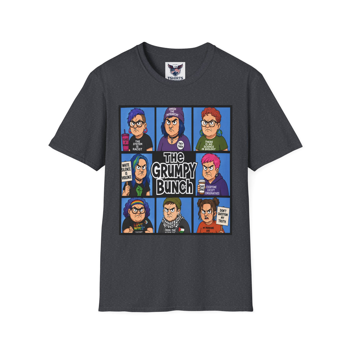 Grumpy WOKE Bunch Graphic T-Shirt — Retro Comic Panel Illustration