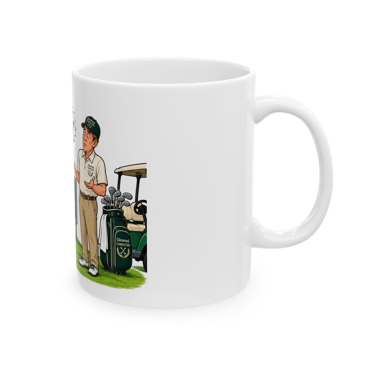 Ceramic Mug - Humorous Golf Cartoon 'There Are No Non-Binary Tees?!'