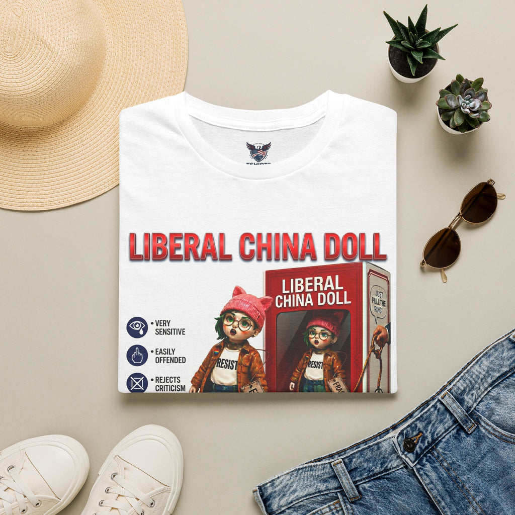 TRUMP CONSERVATIVE MAGA REPUBLICAN Liberal China Doll  T-Shirt | Political Satire Tee