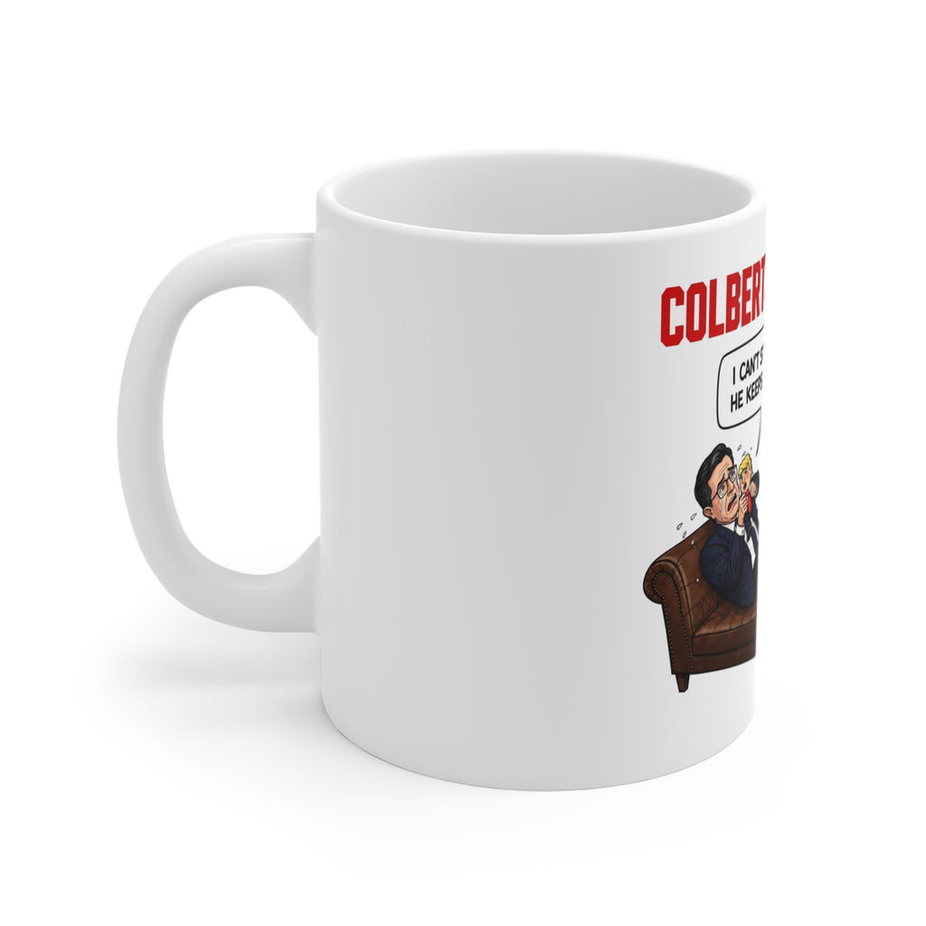 Funny Political Cartoon Coffee Mug - Stephen Colbert "Trump Envy" Parody Ceramic Cup, Novelty Political Humor Tea Mug, Satirical Gift
