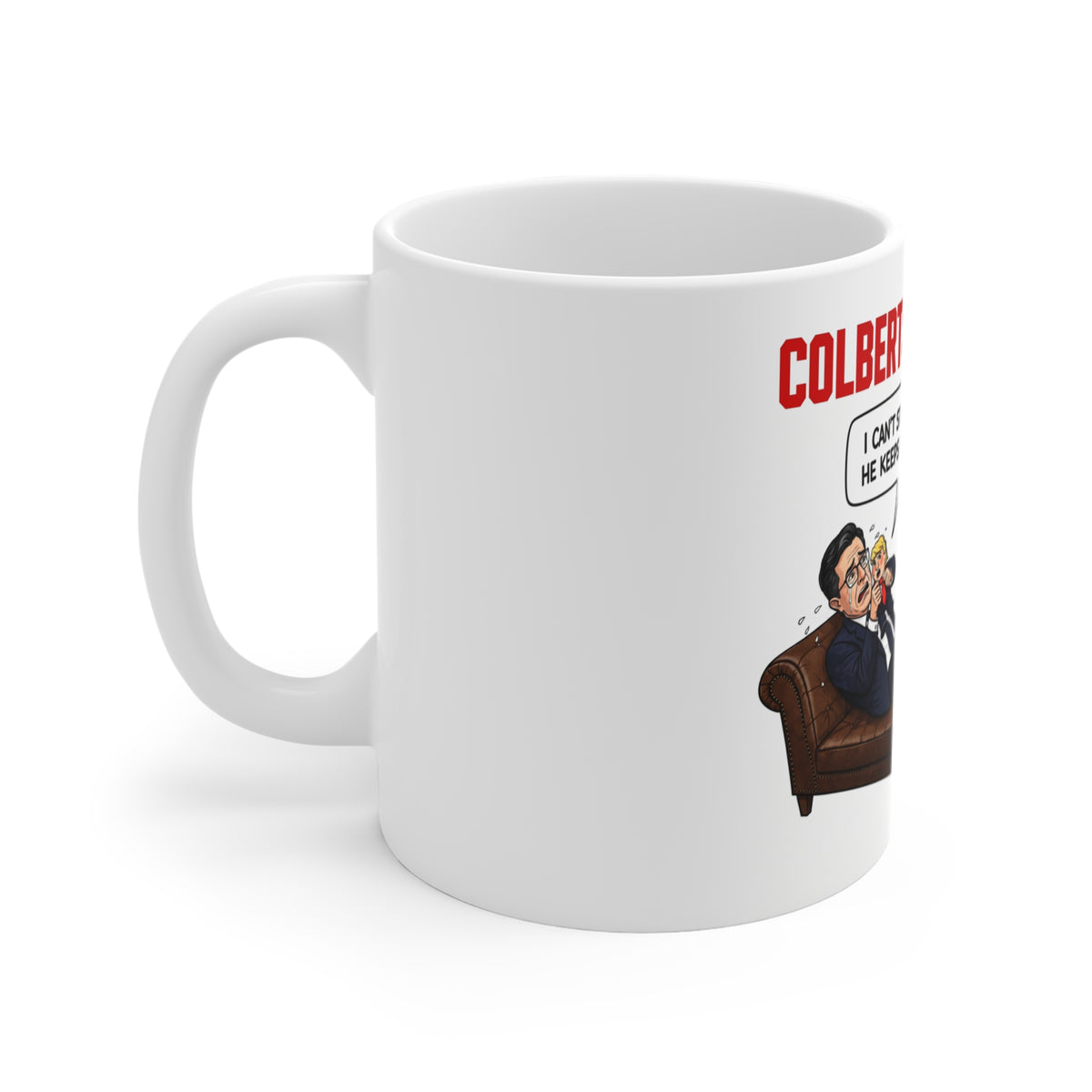 Funny Political Cartoon Coffee Mug - Stephen Colbert "Trump Envy" Parody Ceramic Cup, Novelty Political Humor Tea Mug, Satirical Gift