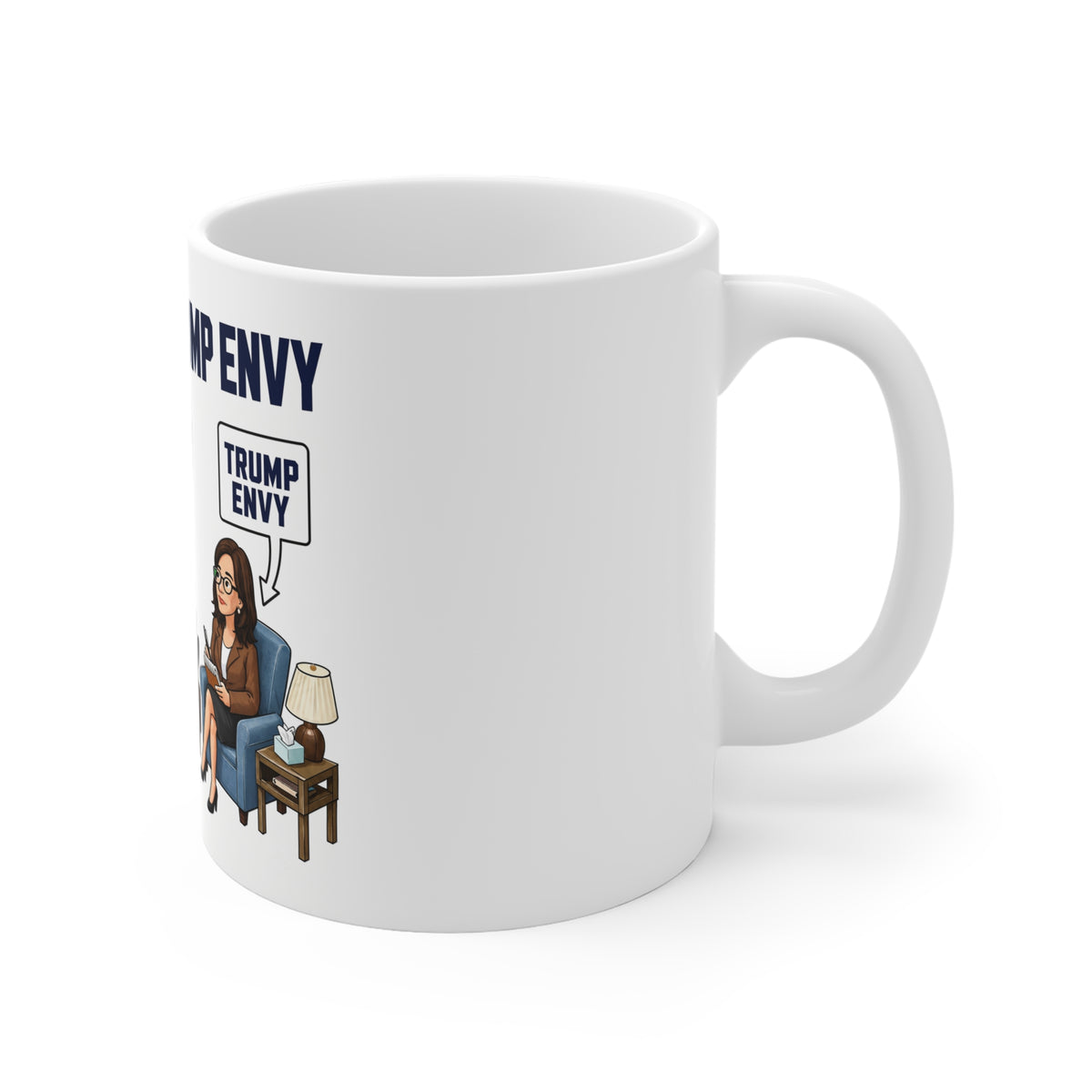 Funny Political Cartoon Coffee Mug - Stephen Colbert "Trump Envy" Parody Ceramic Cup, Novelty Political Humor Tea Mug, Satirical Gift
