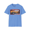 Carolina Blue Fake News Street Report News Reporter Cartoon T-Shirt | Protest Scene Graphic Tee