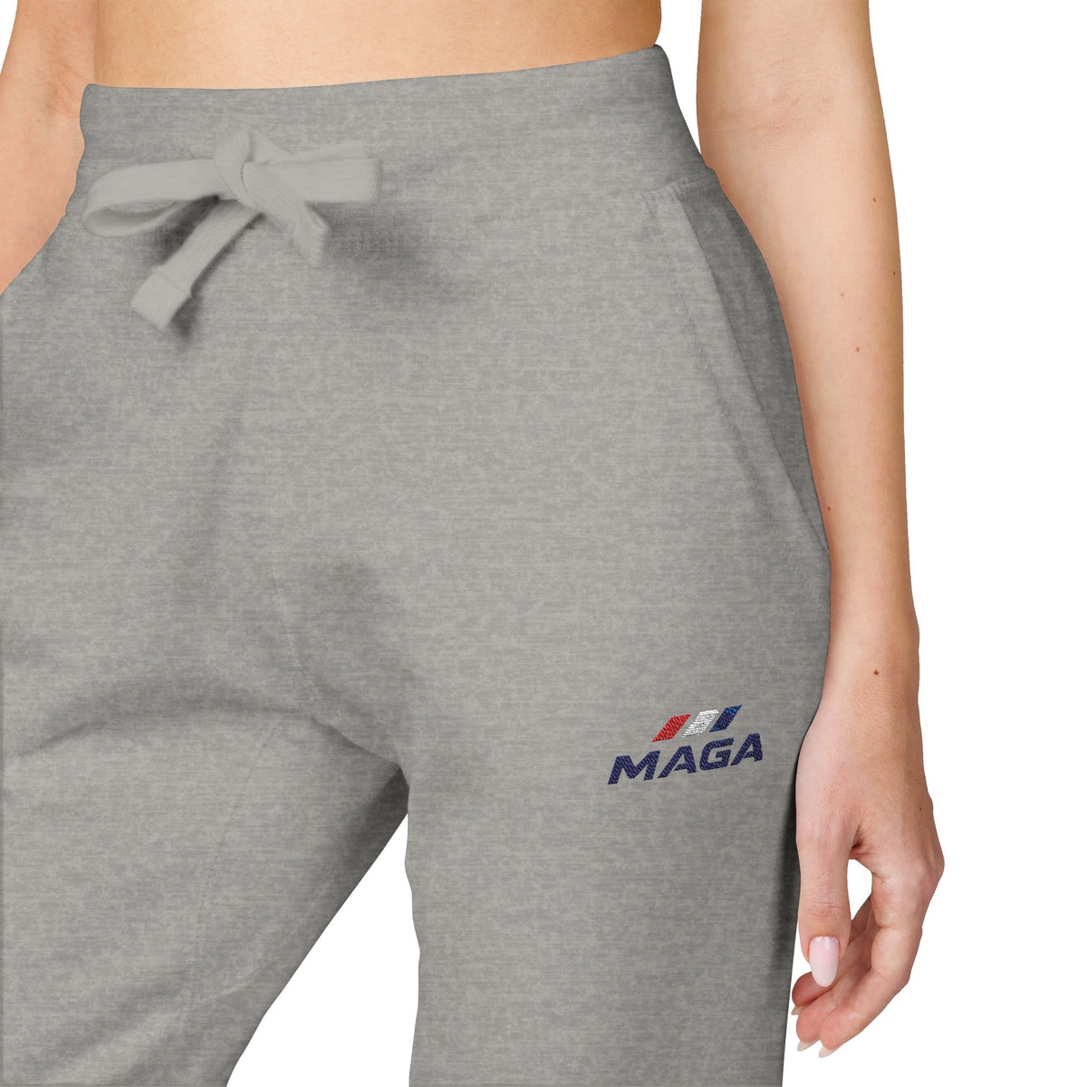 Embroidered 'MAGA' Fleece Sweatpants — The Conservative Brand - White Casual Joggers