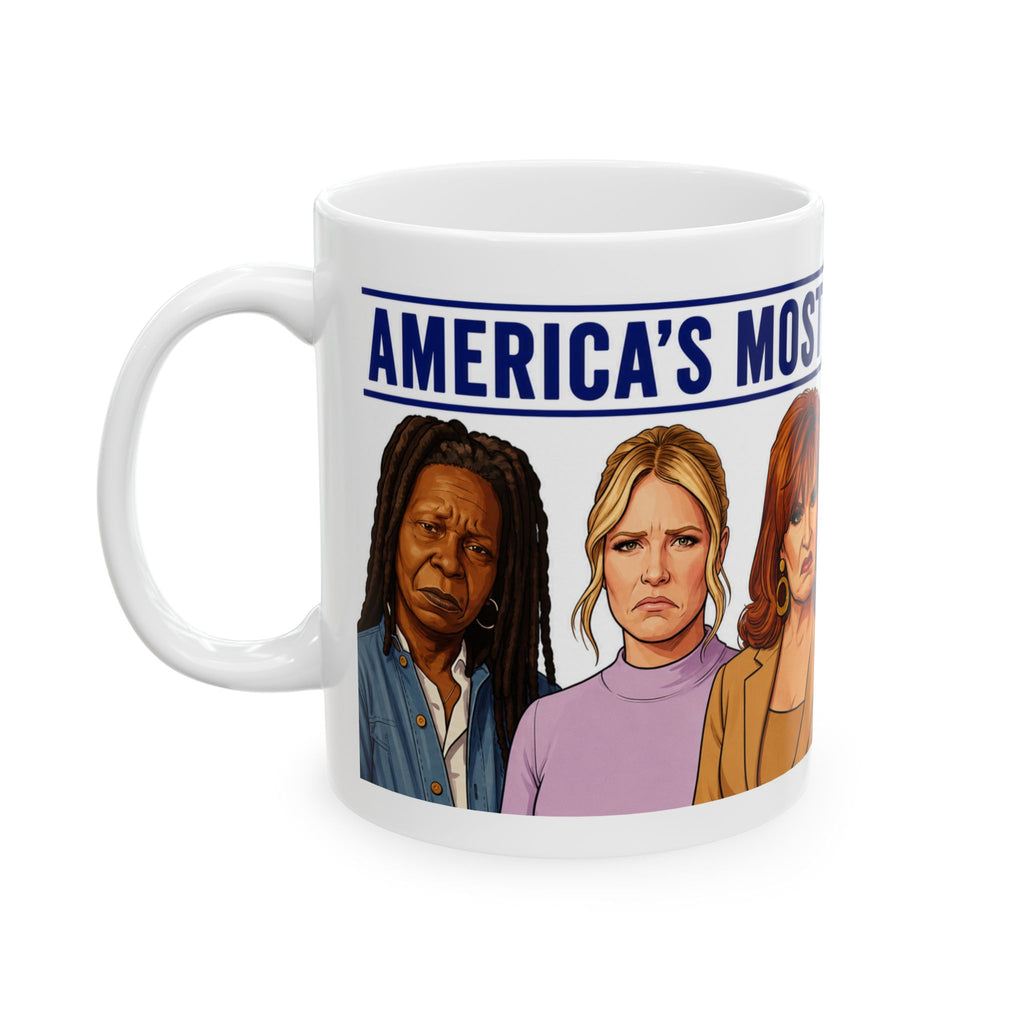 Funny "Who's Most Miserable" The View Parody Coffee Mug – Sarcastic Daytime Talk Show Novelty Ceramic Cup & Gift for Pop Culture Fans