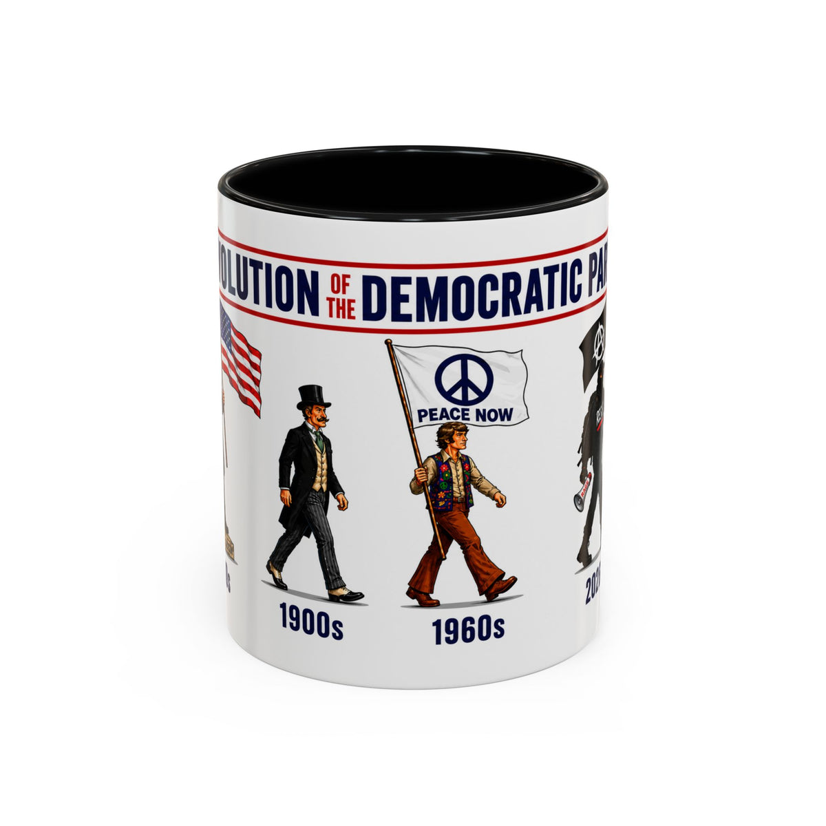 This Coffee Mug Offers a Humorous View of the Devolving Democratic Party. Accent Coffee Mug (11, 15oz)