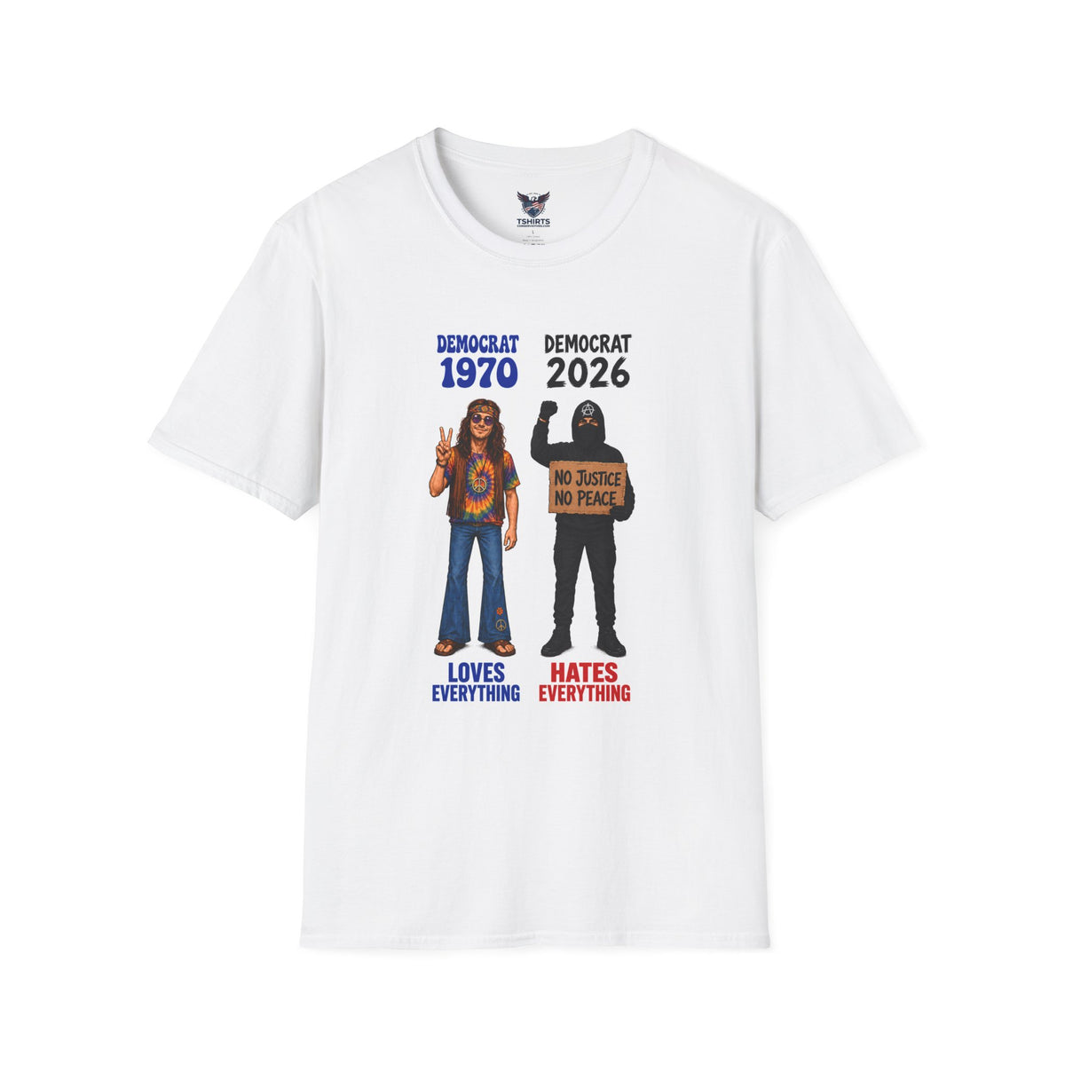Democrat 1970 vs Democrat 2026 T-Shirt | Political Illustration, Contrast Design
