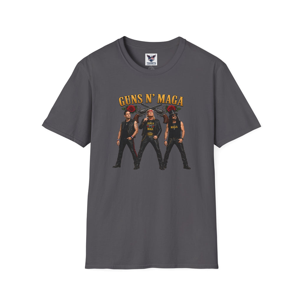 Guns N' Maga Rock Band T-Shirt — Trump, Vance, Rubio Political Parody Graphic Tee