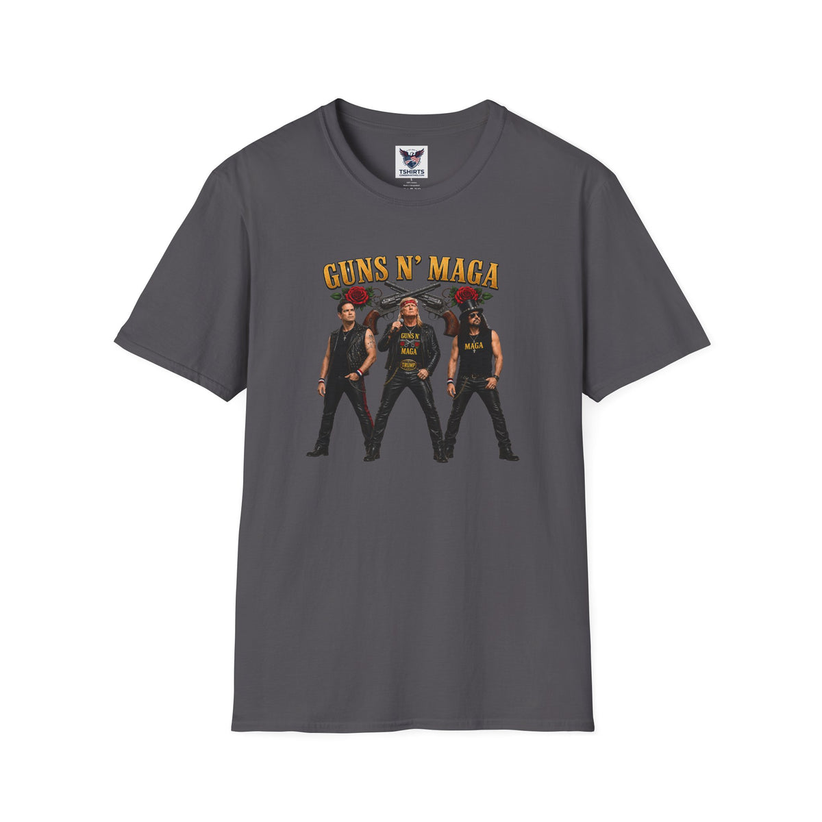 Guns N' Maga Rock Band T-Shirt — Trump, Vance, Rubio Political Parody Graphic Tee