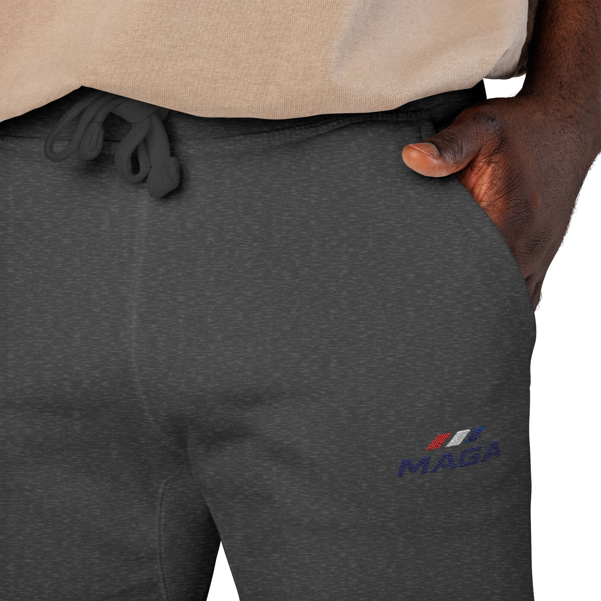 Embroidered 'MAGA' Fleece Sweatpants — The Conservative Brand - White Casual Joggers