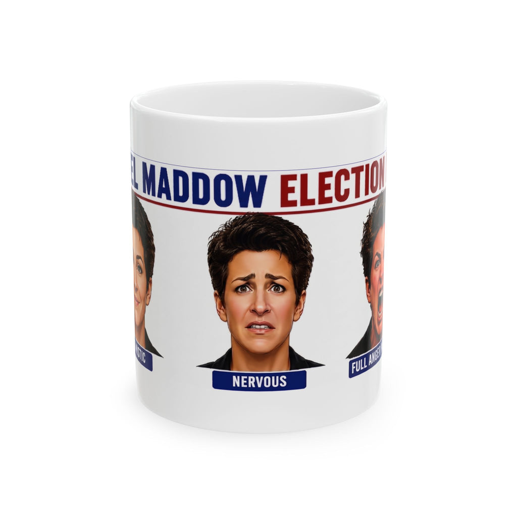 Election Mood MSDNC Faces Mug | Nervous, Confident, Surprised Ceramic Mug