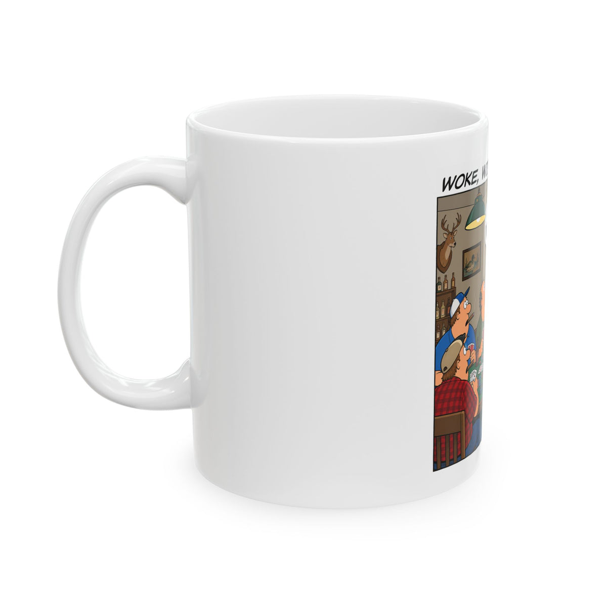 Ceramic Mug — "The Woke Wife Is Back" Funny Political Cartoon Coffee Mug