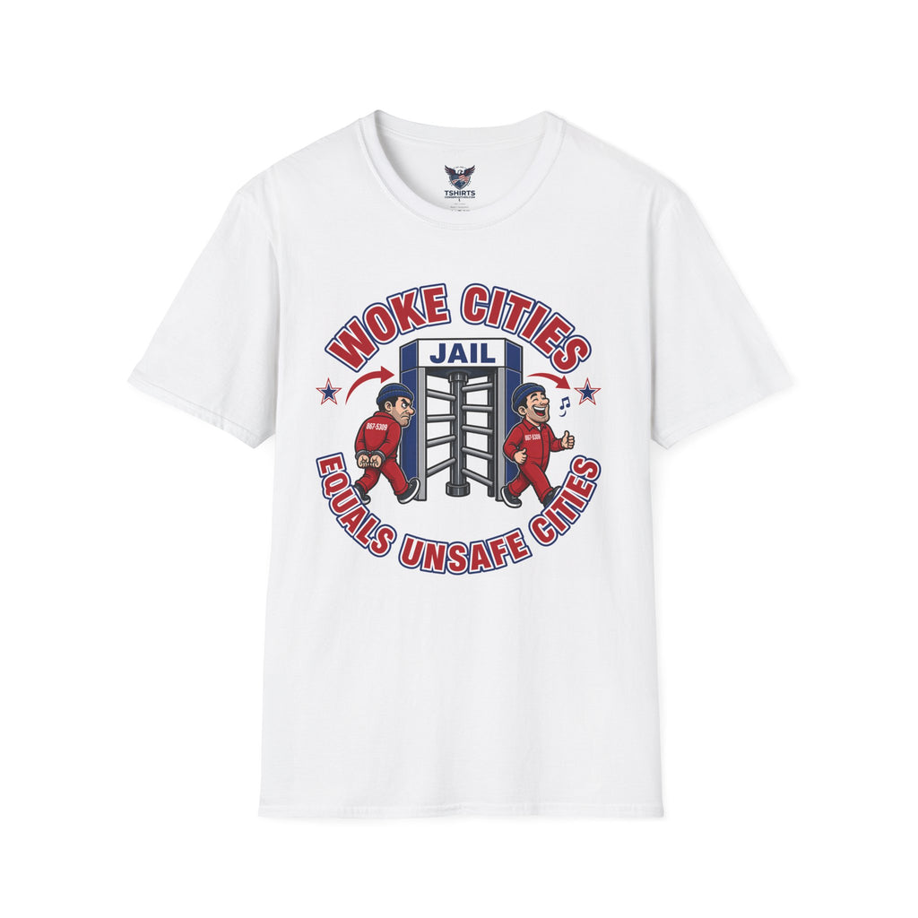 "Trump Patriot Shirt | America First T-Shirt | Conservative Republican Apparel | God Family Country Tee" |Woke Cities Equals Unsafe Cities T-Shirt |