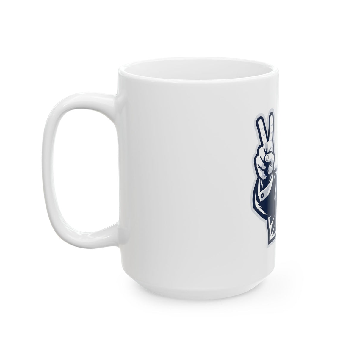 President Trump Patriotic Victory Ceramic Mug (11oz, 15oz) — Retro Politician Peace Sign Design