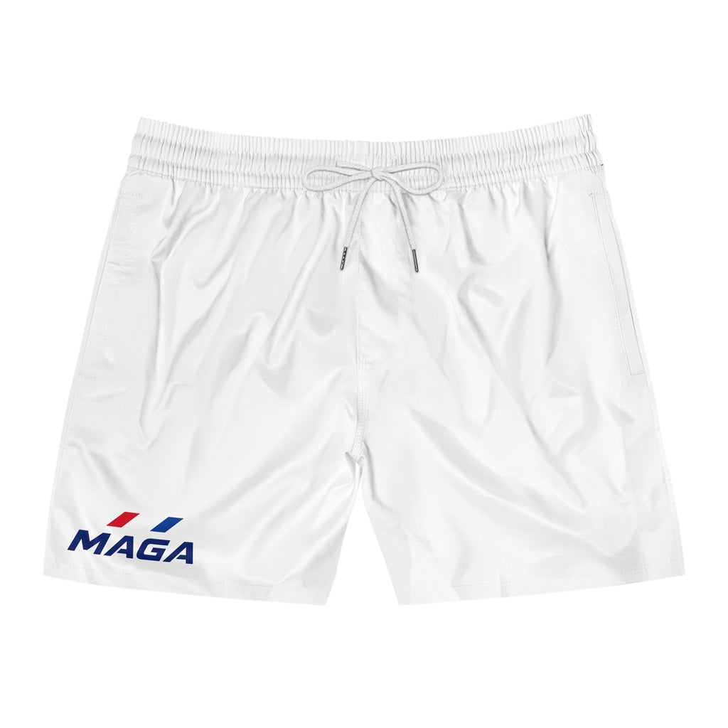 MAGA Men's Swim Shorts — The Conservative Brand White Mid-Length Beach Trunks