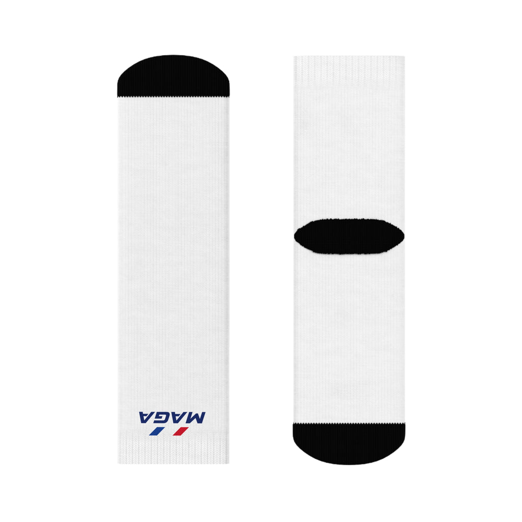 Crew Socks — Minimalist White Athletic Socks with Small 'MAGA' Accent - The Conservative Brand