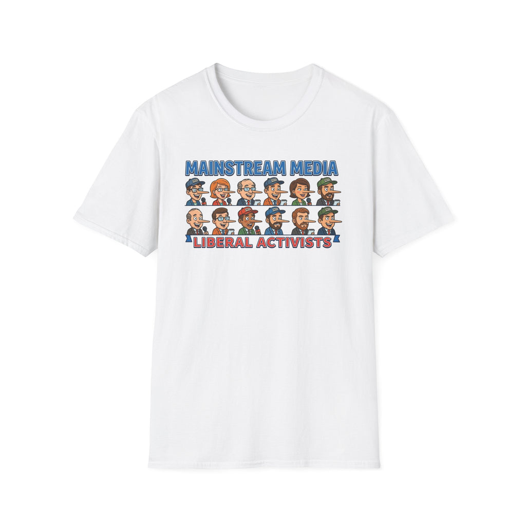 "Trump Patriot Shirt | America First T-Shirt | Conservative Republican Apparel | God Family Country Tee" | anti-woke tshirt | Mainstream Media Liberal Activists T-Shirt | Political Cartoon Characters