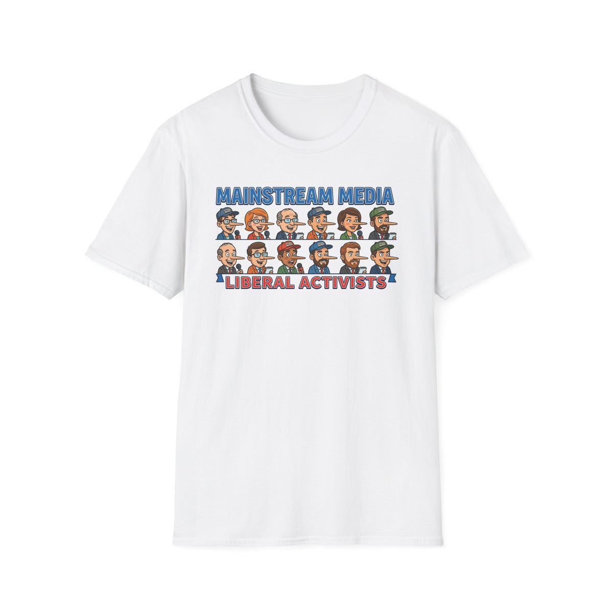 "Trump Patriot Shirt | America First T-Shirt | Conservative Republican Apparel | God Family Country Tee" | anti-woke tshirt | Mainstream Media Liberal Activists T-Shirt | Political Cartoon Characters