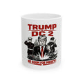 Trump vs DC 2 Coffee Mug – "No Room For Mercy" Political Novelty Ceramic Tea Cup, Funny Presidential Gag Gift