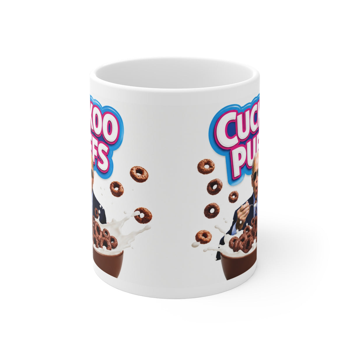 Joe Biden's Cuckoo Puffs Novelty Mug — Funny Cereal Cartoon Coffee Cup