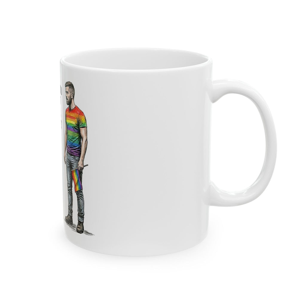 Funny Novelty Coffee Mug - Veteran and Pride Month Meme Ceramic Teacup, Sarcastic Humor Gift for Men and Women, 11oz / 15oz