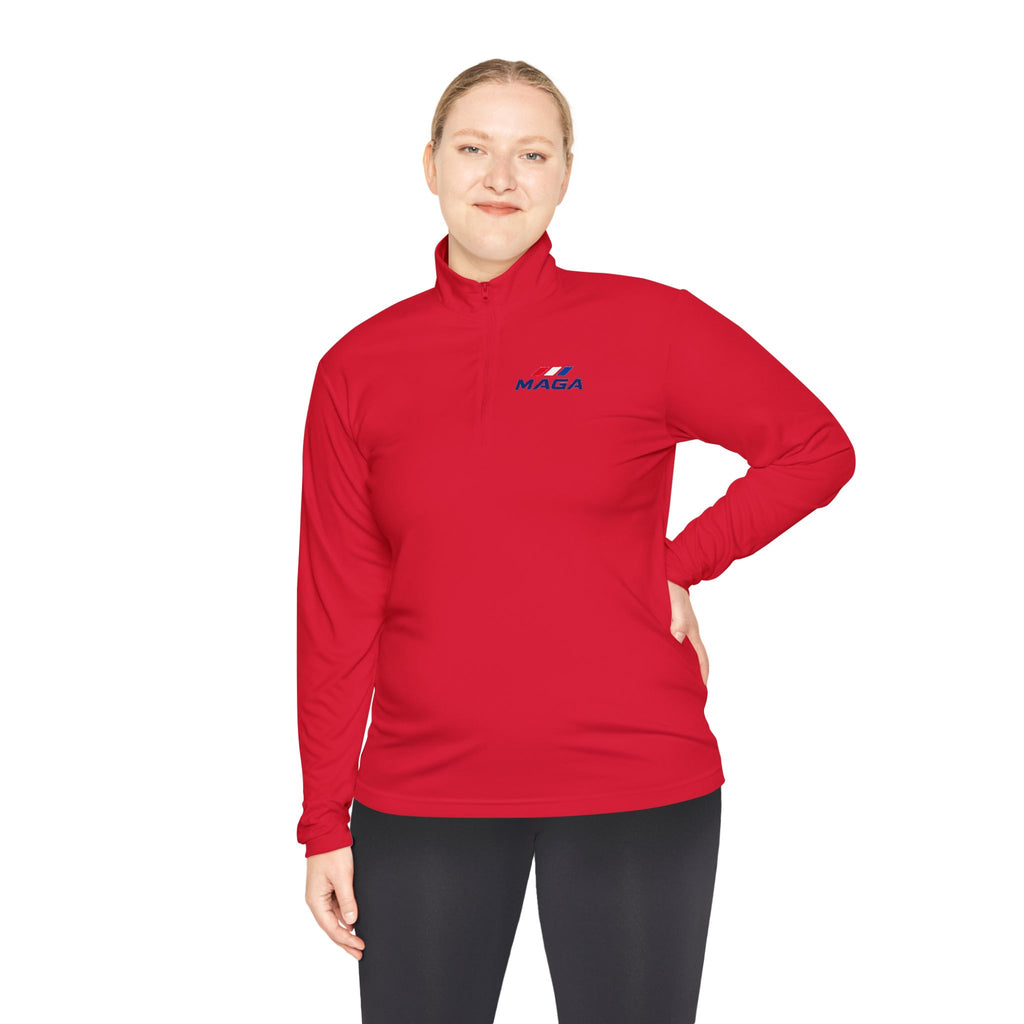 Quarter-Zip Pullover — Retro MAGA-Inspired Logo Chest Tee - The Conservative Brand