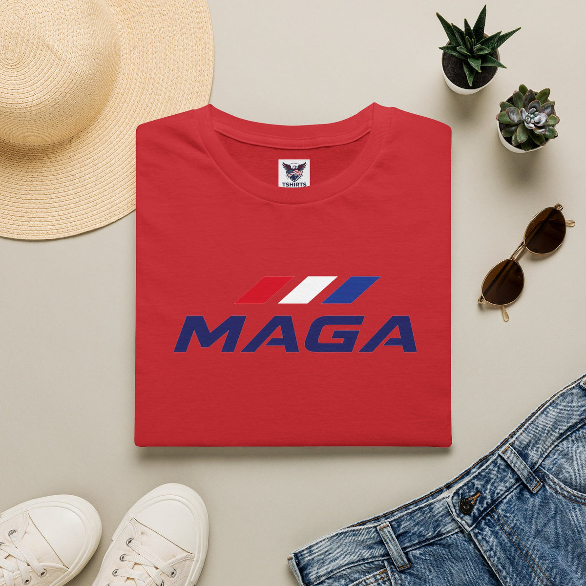 MAGA Patriotic T‑Shirt — Red White Blue Logo Tee - The Conservative Brand