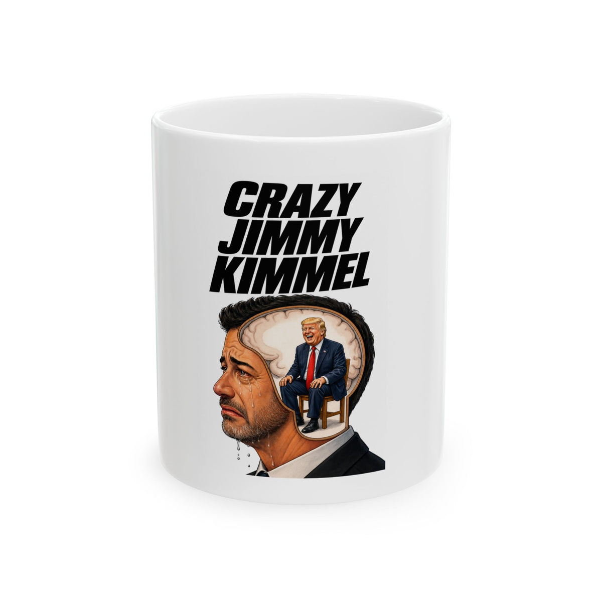 Trump Living in Kimmel's Head Illustration Mug | Political Pop Art Ceramic Mug
