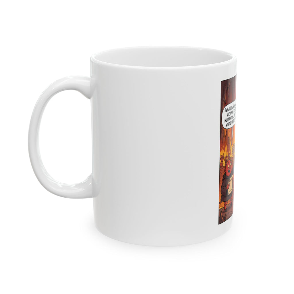 Woke White Woman Satire Mug — 'Cancel Everything' Devil Cartoon Ceramic Coffee Cup (11oz, 15oz)