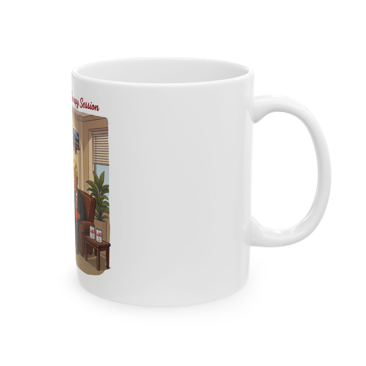 Jimmy Kimmel 'The Therapy Session' Turning into Trump Cartoon Mug | Political Satire Coffee Mug