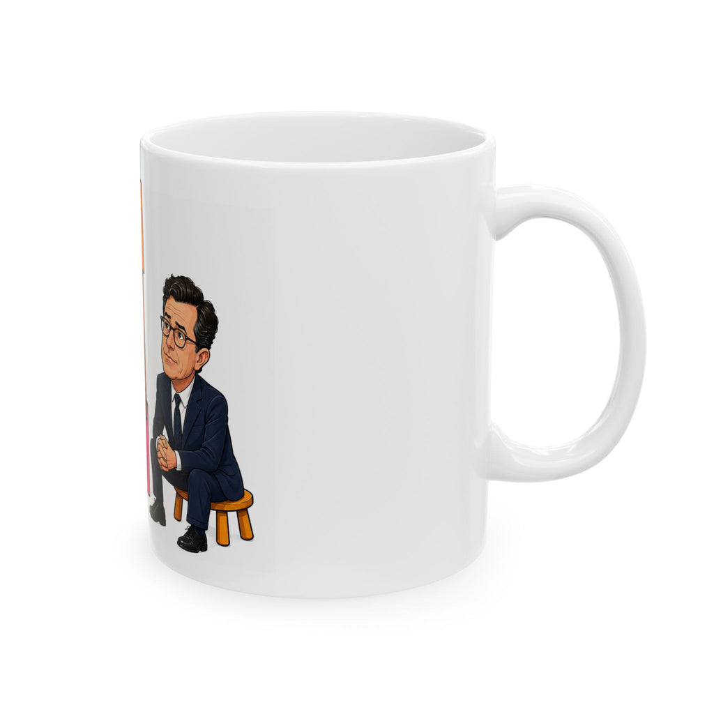 Cartoon Late Night TV Host Colbert Mug | Political Satire Ceramic Mug