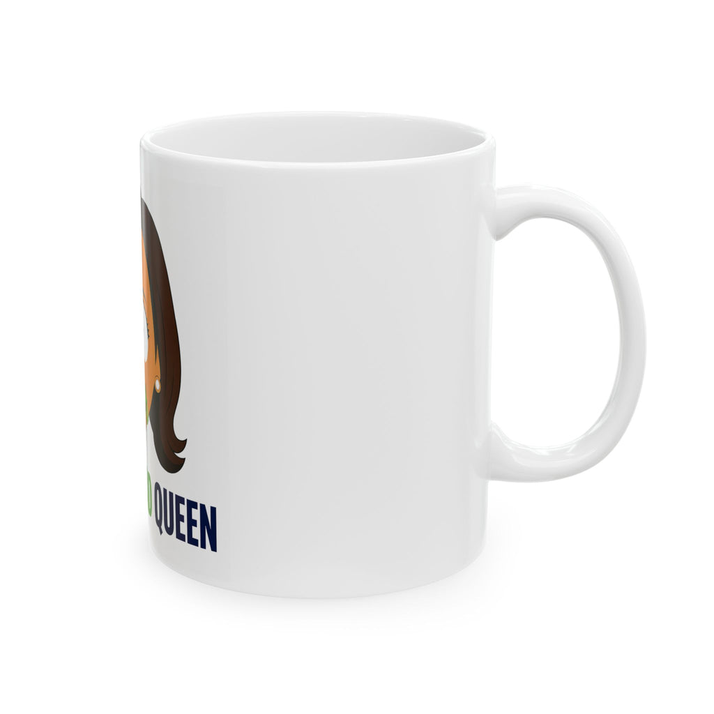 Word Salad Queen Mug | Funny Cartoon Woman Eating Salad, Ceramic Coffee Mug