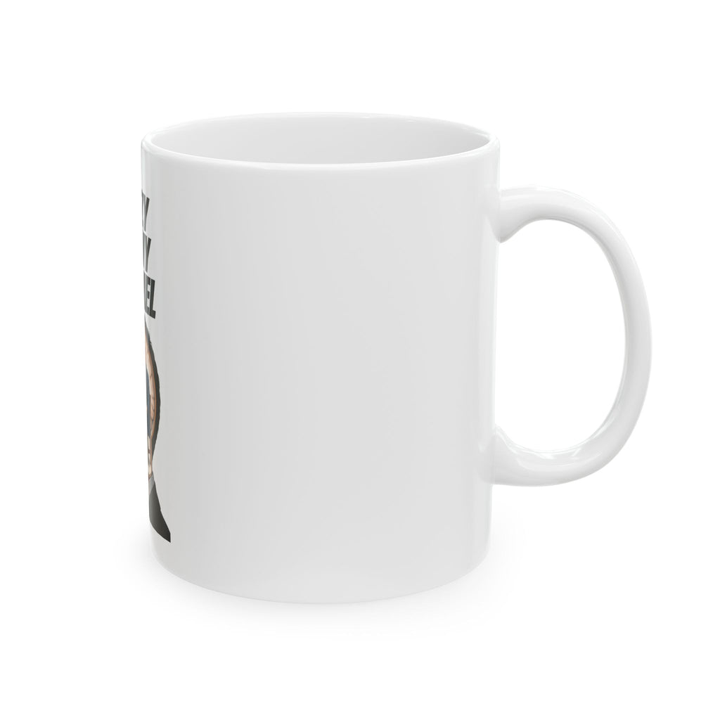 Trump Living in Kimmel's Head Illustration Mug | Political Pop Art Ceramic Mug