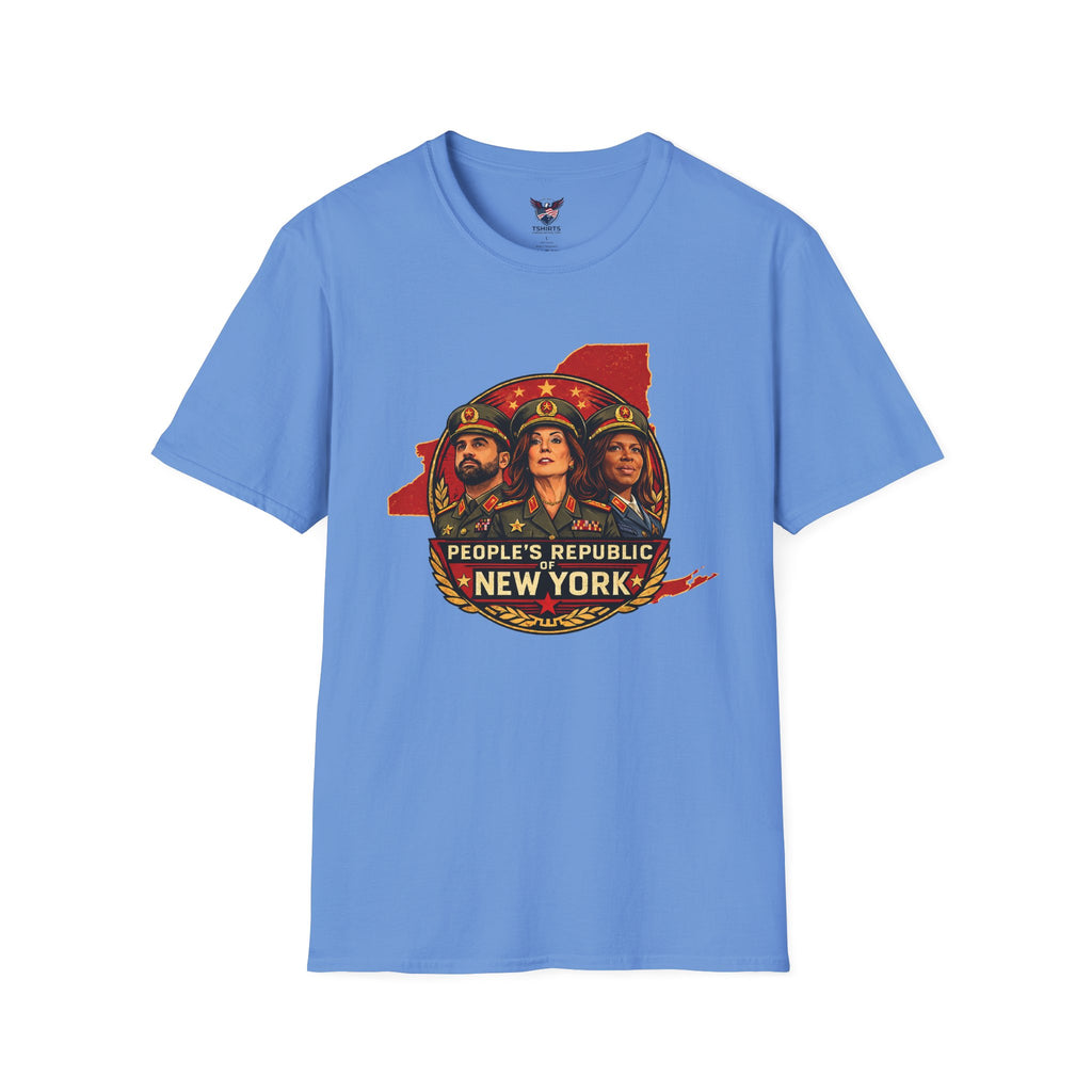 Light Blue People's Republic New York T-Shirt | Propaganda Style State Graphic