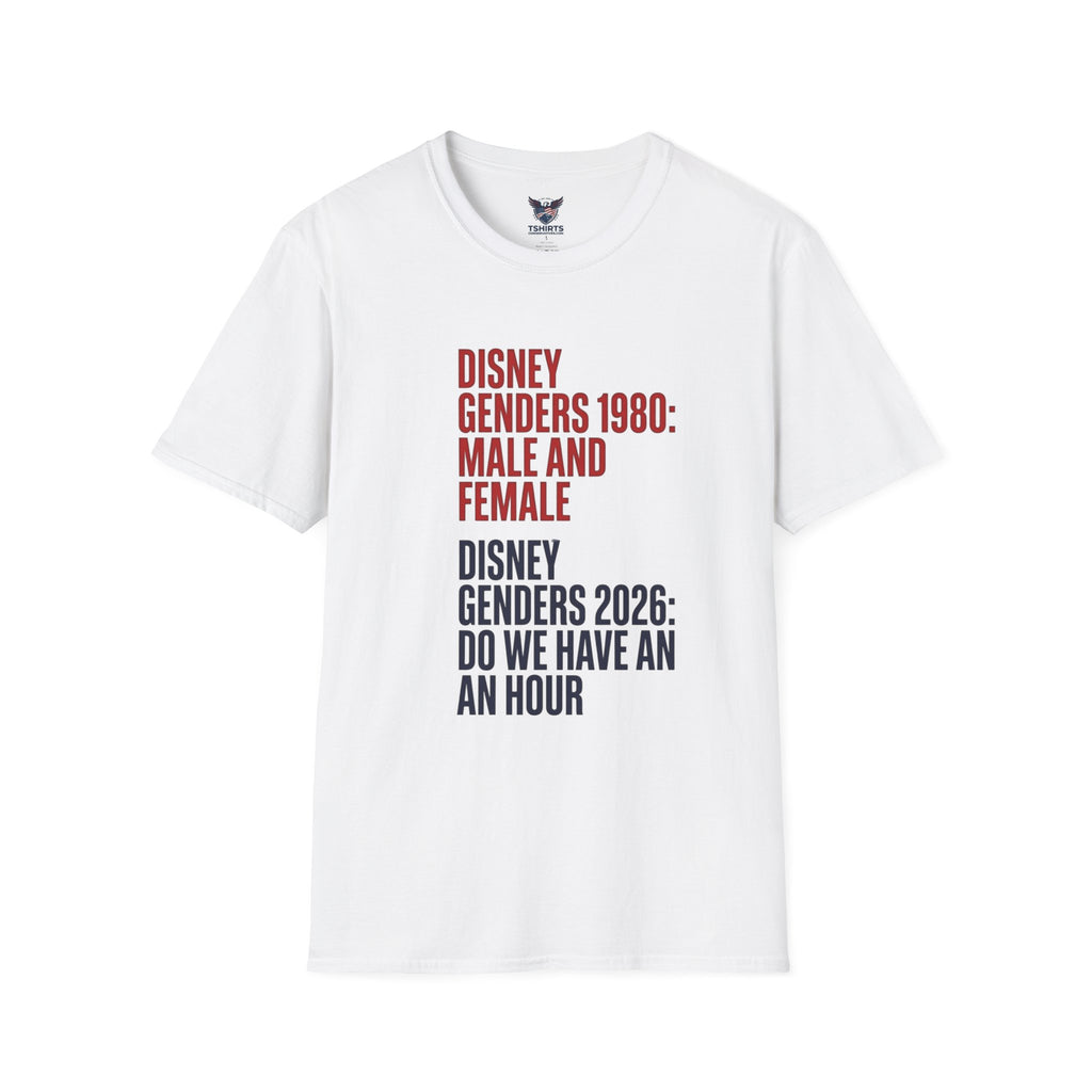 "Trump Patriot Shirt | America First T-Shirt | Conservative Republican Apparel | God Family Country Tee" | Disney Genders 1980 vs 2026 T-Shirt | Text Poster Style Tee
