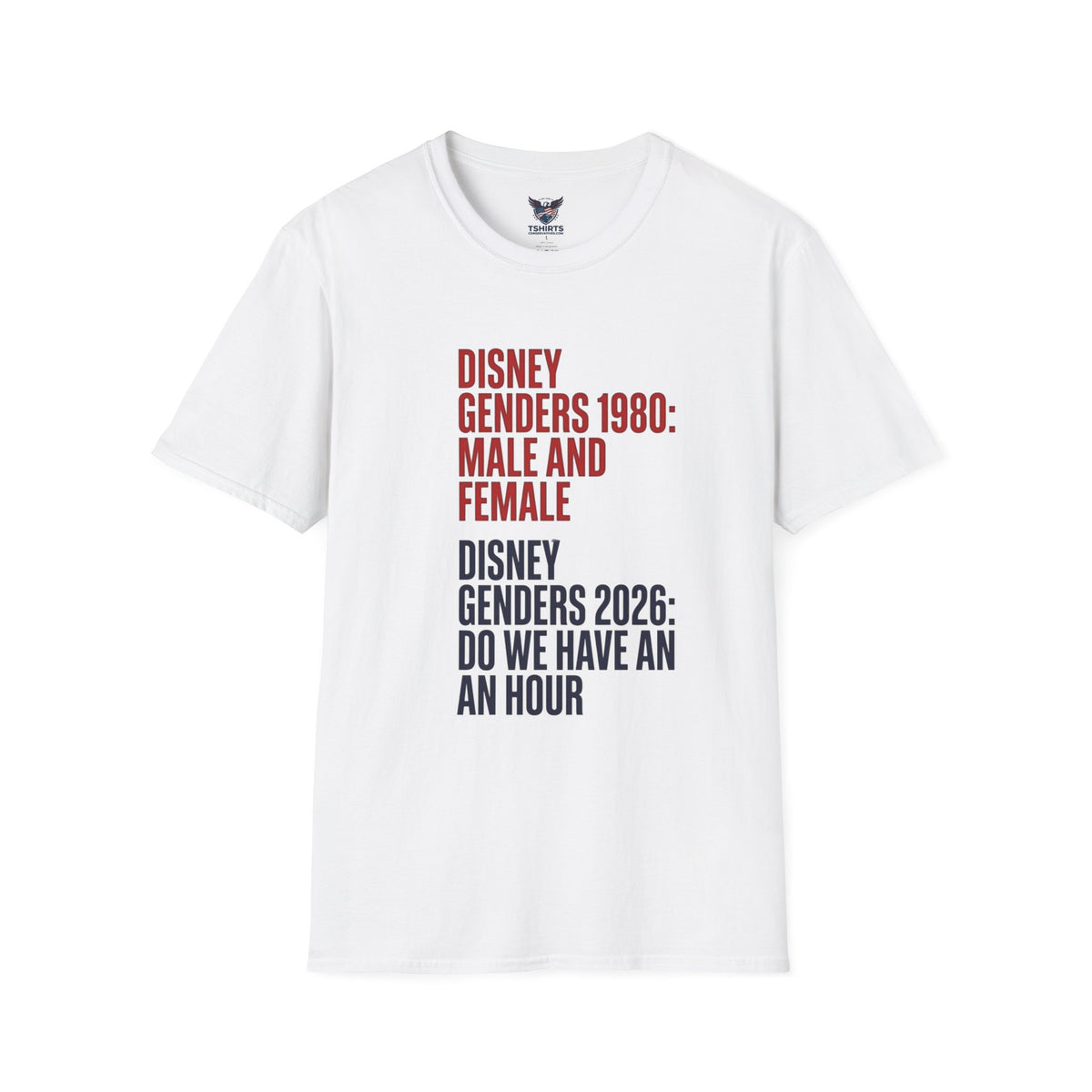 "Trump Patriot Shirt | America First T-Shirt | Conservative Republican Apparel | God Family Country Tee" | Disney Genders 1980 vs 2026 T-Shirt | Text Poster Style Tee