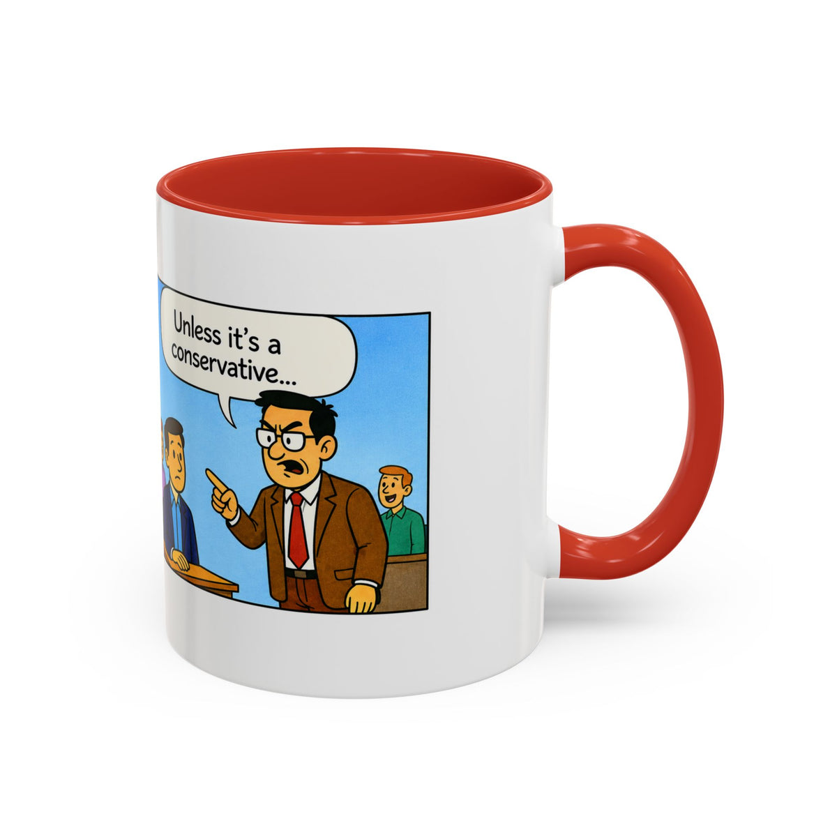 "College Life" Political Satire Comic Accent Coffee Mug – Funny Conservative Freedom of Speech Gag Gift