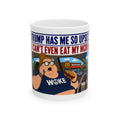 Trump Has Me So Upset Cartoon Character Mug | Political Satire, Woke Design