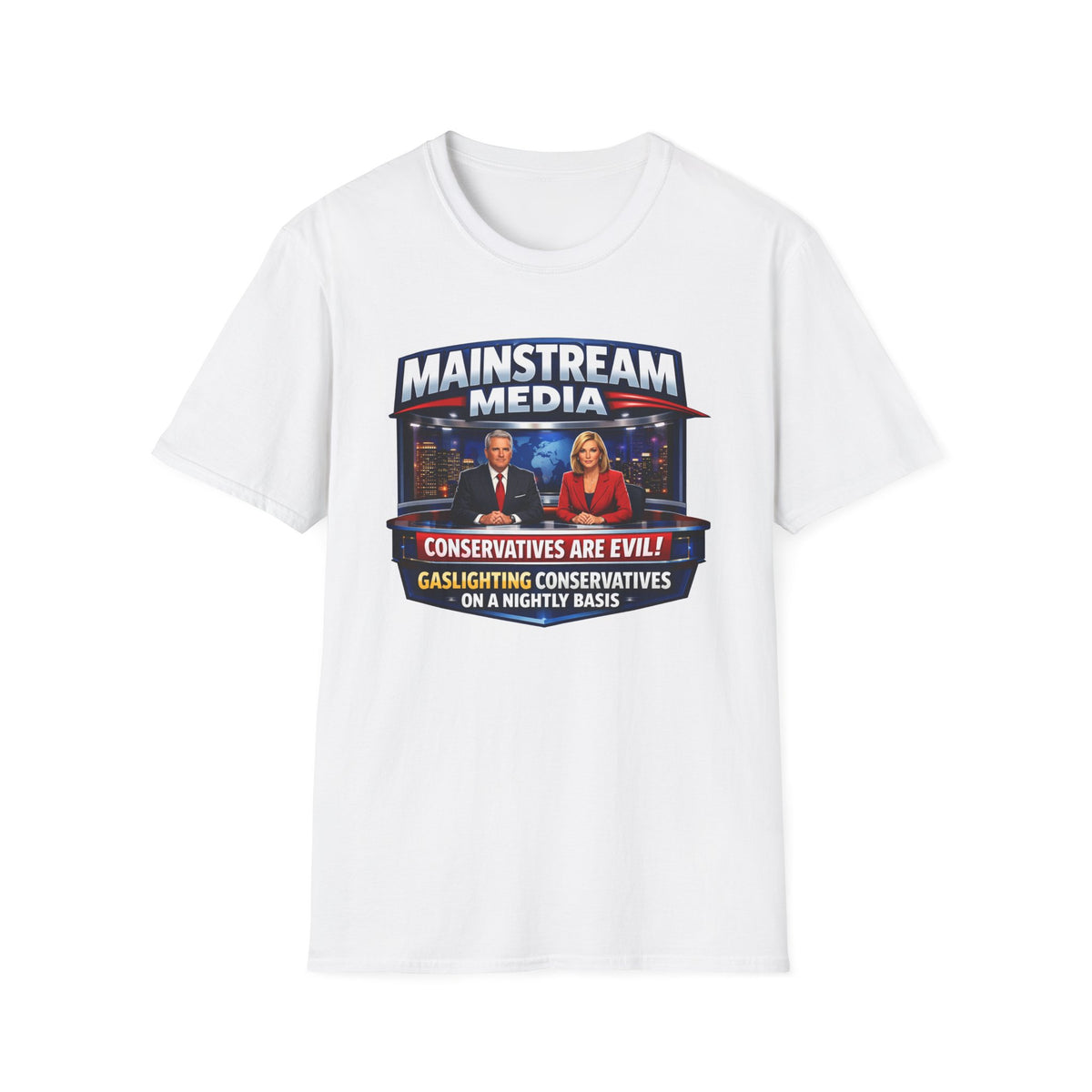 "Trump Patriot Shirt | America First T-Shirt | Conservative Republican Apparel | God Family Country Tee" | anti-woke tshirt | Mainstream Media Conservatives Are Evil graphic T-Shirt | Political News...