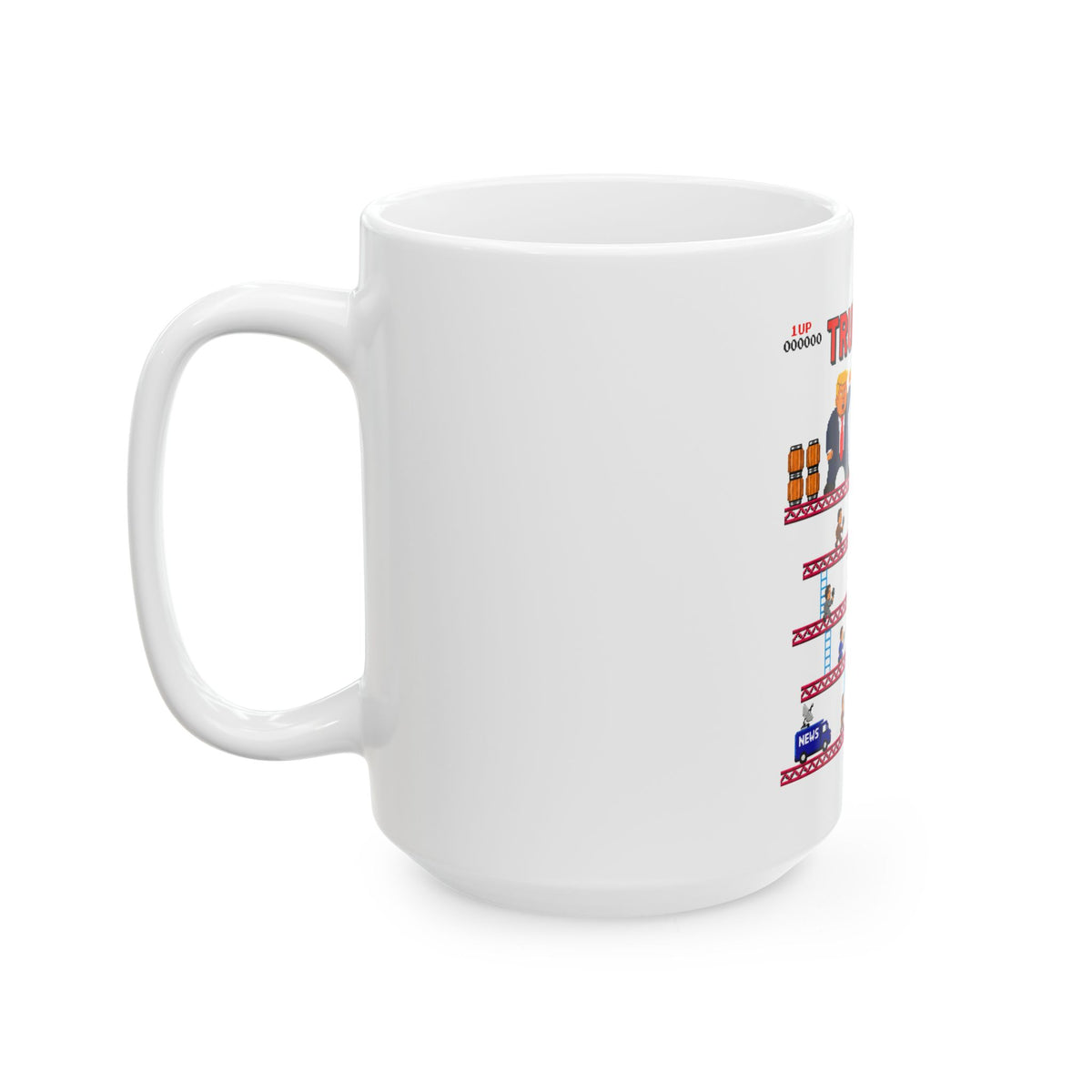 Trump Kong Retro Video Game Ceramic Mug (11oz, 15oz) — President Trump Political Parody Coffee Cup