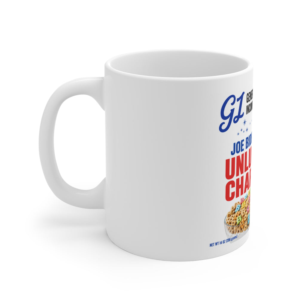 Funny Joe Biden Parody Coffee Mug – Satirical "General Incompetence Unlucky Charms" Novelty Politically Sarcastic Ceramic Cup & Political Humor Gift