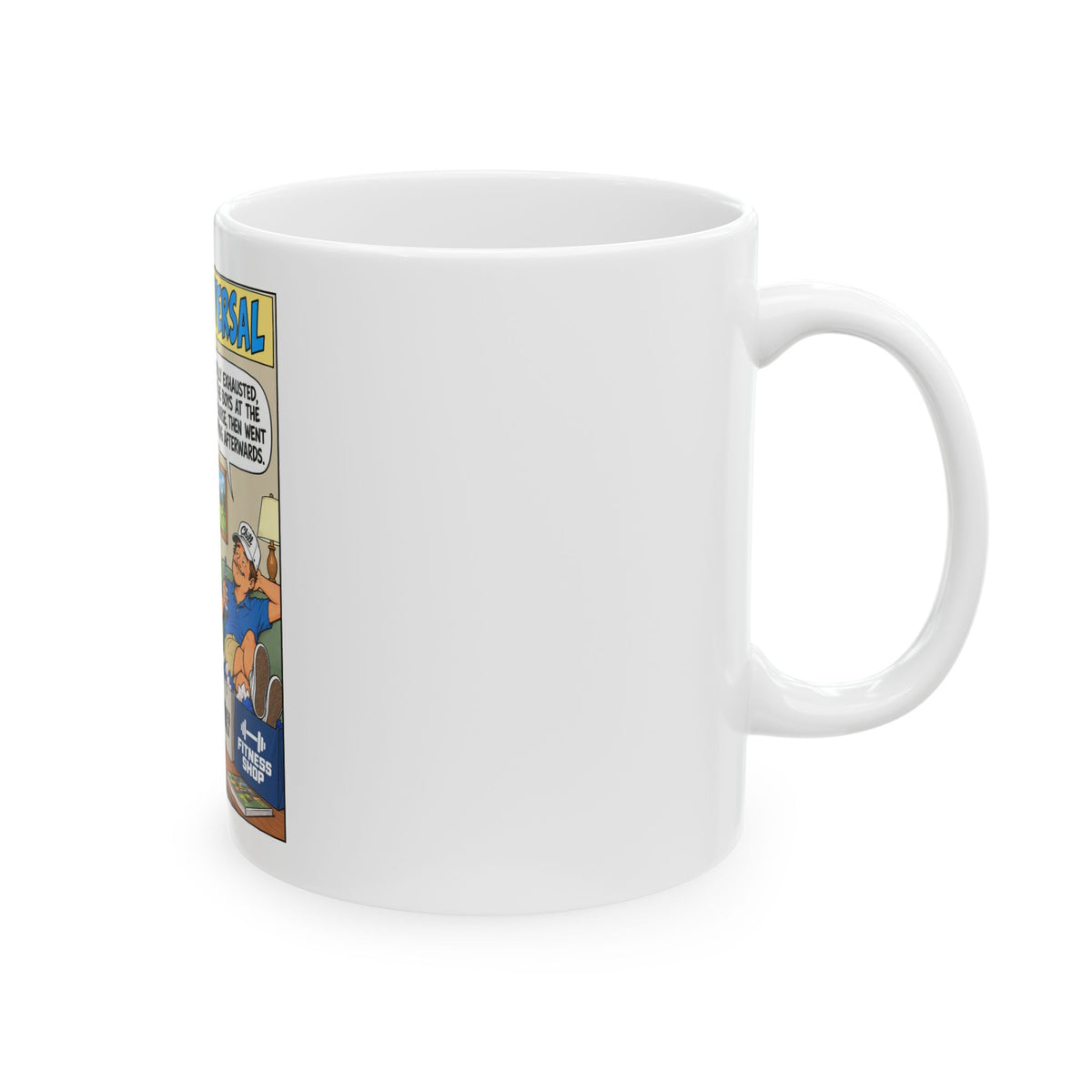 Feminist Role Reversal Funny Cartoon Coffee Mug – Humorous Golf & Shopping Comic Design (11oz, 15oz)