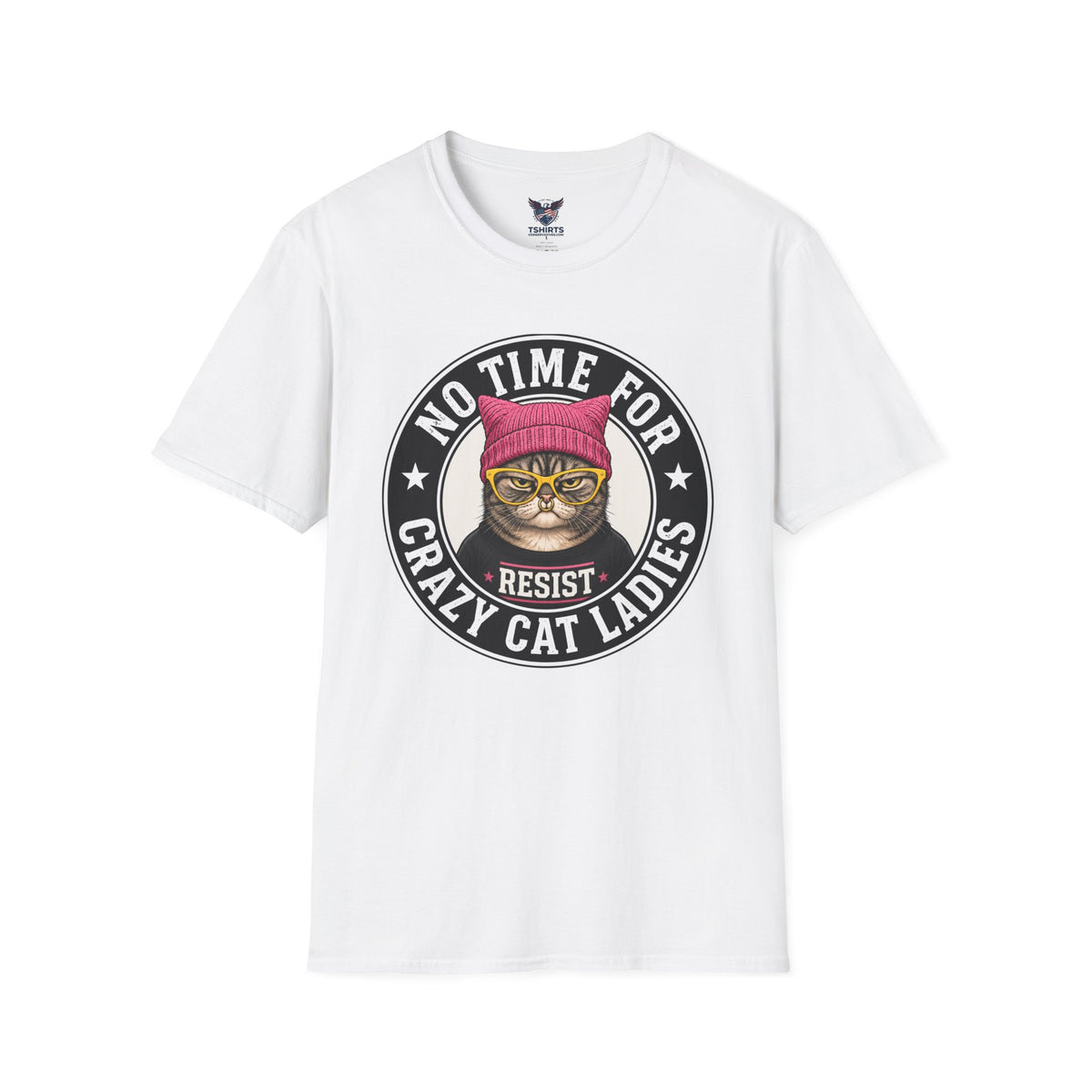 "Trump Patriot Shirt | America First T-Shirt | Conservative Republican Apparel | God Family Country Tee" | anti-woke tshirt |No Time For Crazy Cat Ladies T-Shirt | Cat With Beanie Resist Graphic