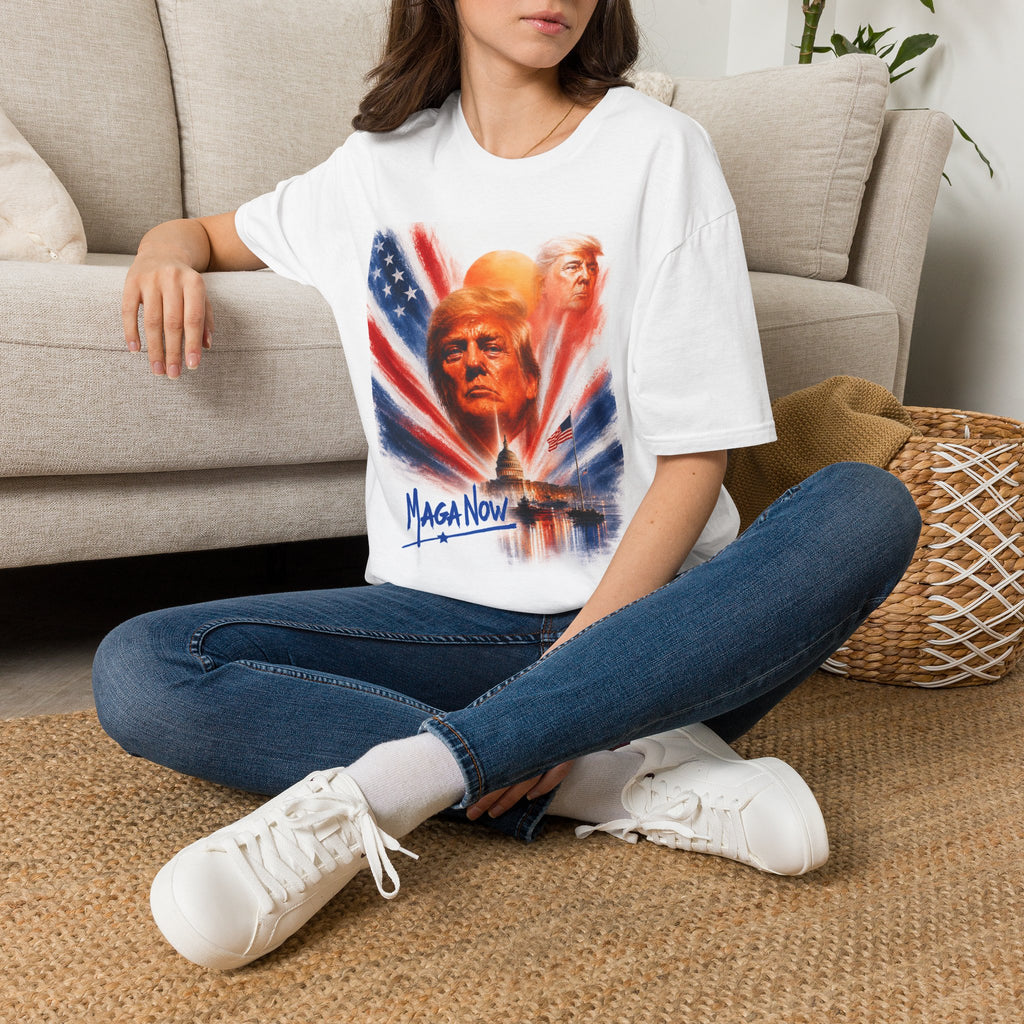 "Trump Patriot Shirt | America First T-Shirt | Conservative Republican Apparel | God Family Country Tee" | anti-woke tshirt | Trump Portrait T-Shirt — "MAGA Now" Patriotic American Flag Tee