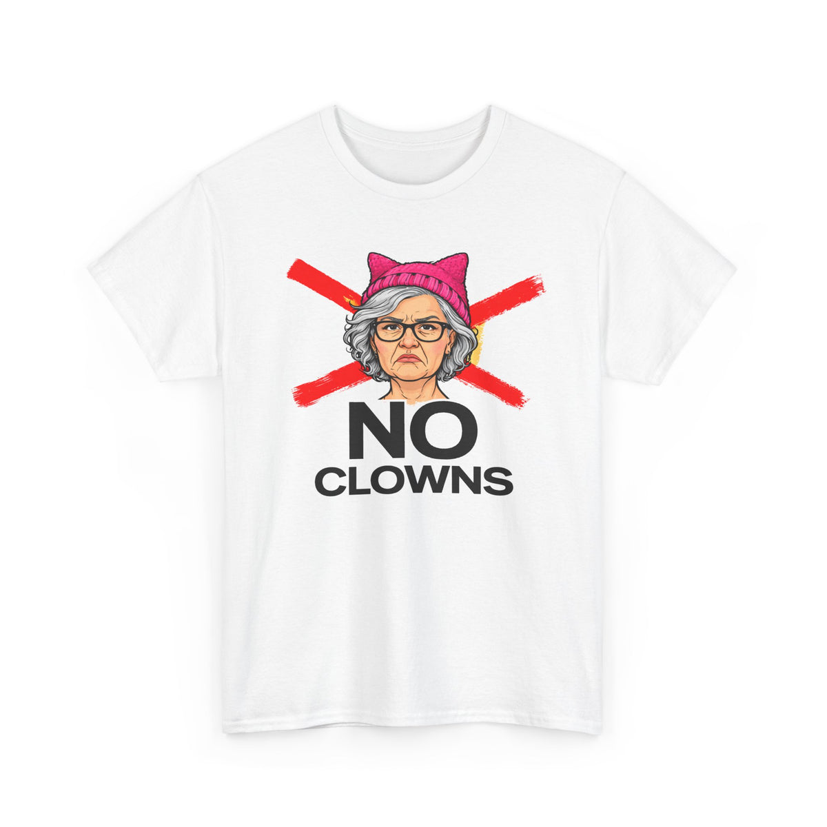 "Trump Patriot Shirt | America First T-Shirt | Conservative Republican Apparel | God Family Country Tee" | anti-woke tshirt | No Clowns graphic Tee | Protest illustration, crossed-out pink hat design
